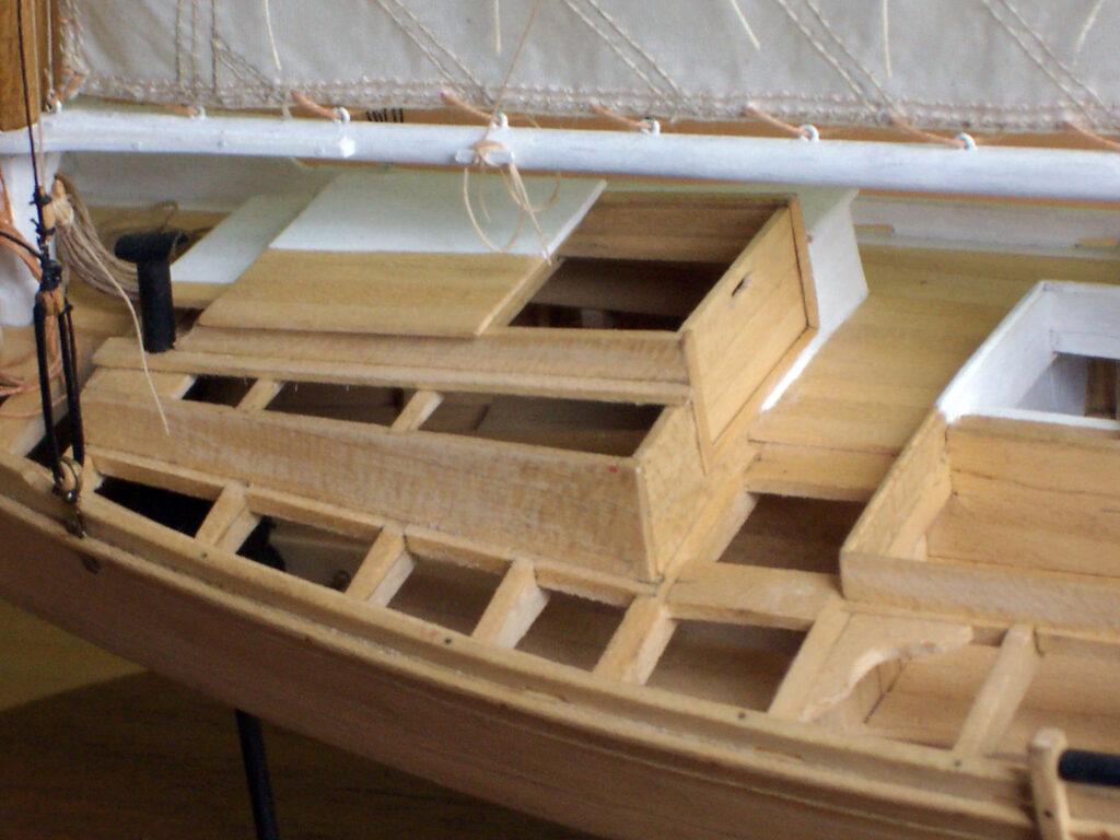 Model of Chesapeake Bay Skipjack 'Shorebird' - Companionway, port decking omitted to show structure