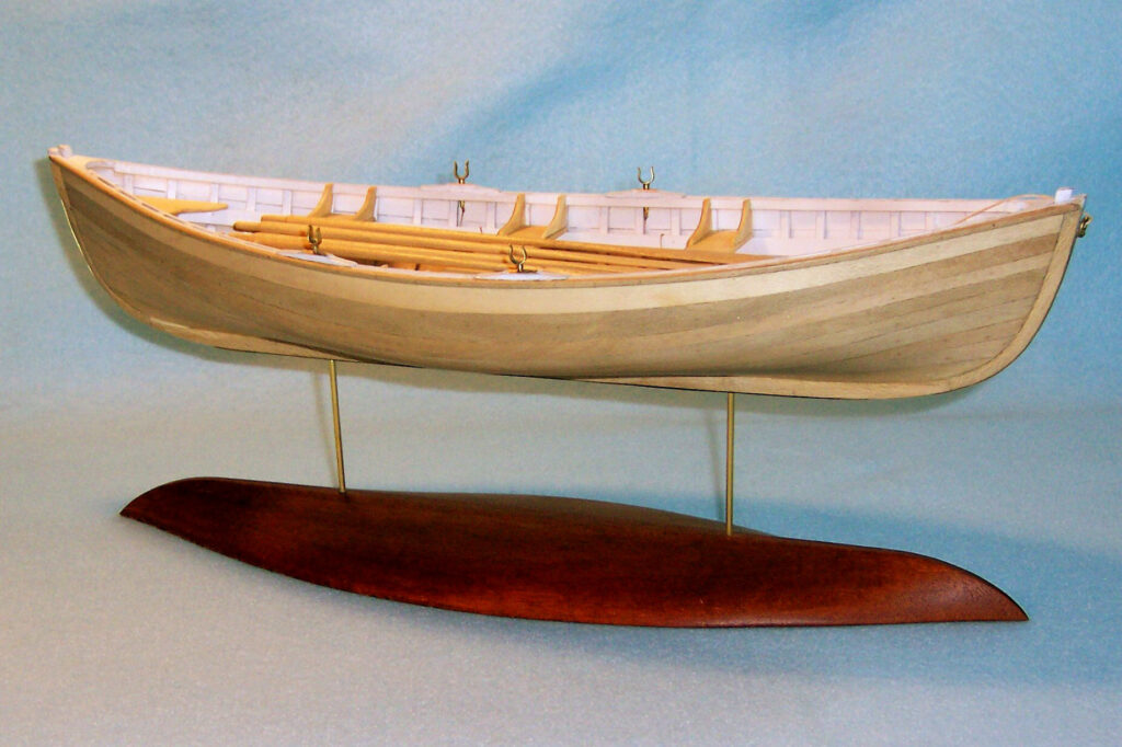 Model of a peapod rowing boat - Starboard side, unpainted