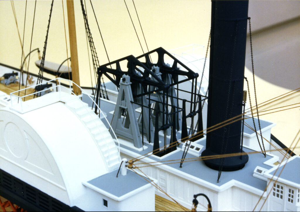 Model of the confederate side-wheel gunboat Patrick Henry - walking beam