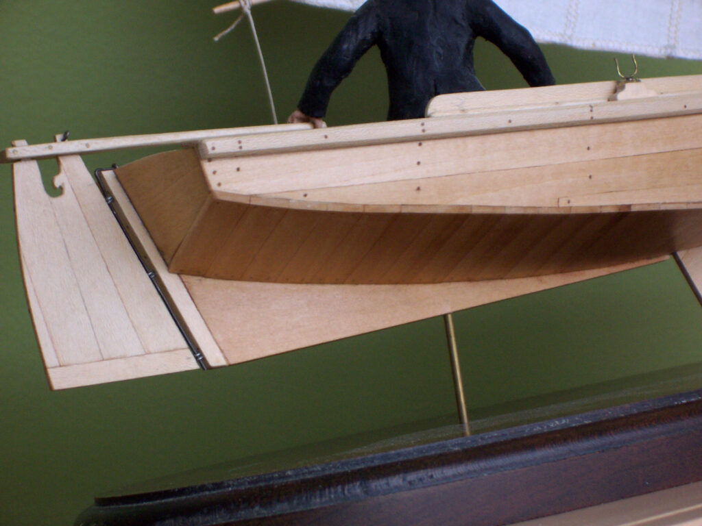 Model of a crabbing skiff - showing bottom planking