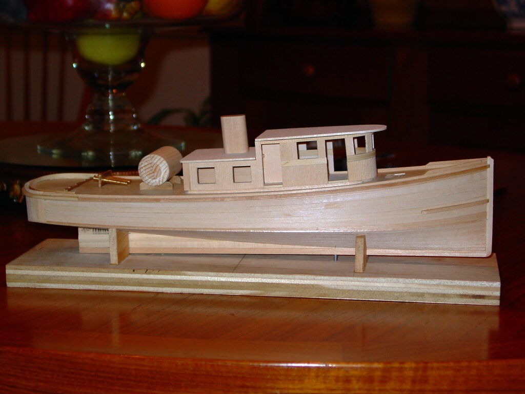 Model of tug 'Mariner' - under construction, deckhouse complete