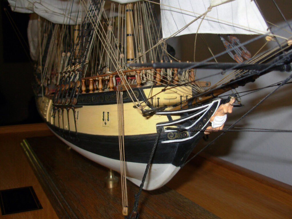 Model of French Sloop-of-War 'Tonnant' - Starboard bow and figurehead