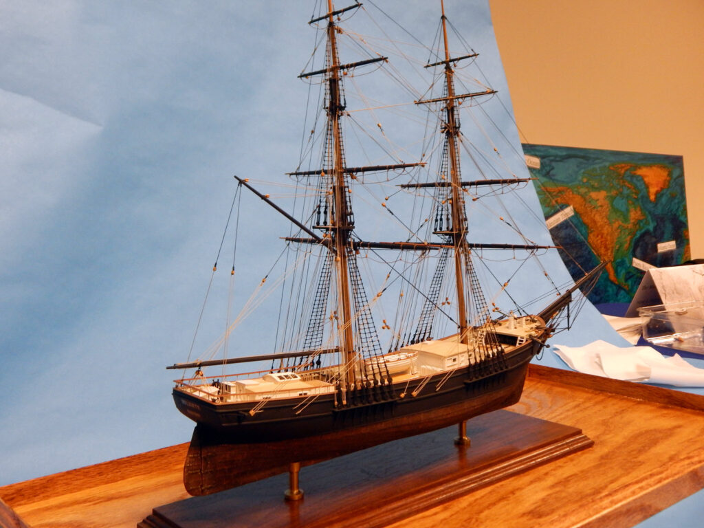 Model of the merchant Brig Volante - Full view, starboard quarter