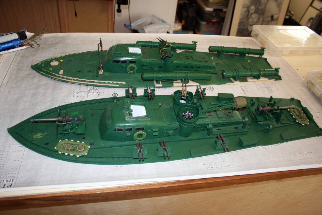 Models of early and late ELCO 77 PT Boats