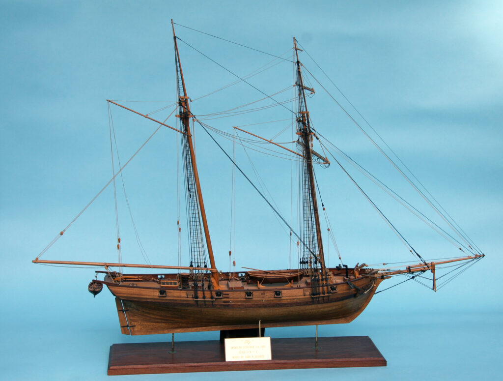 Model of schooner Fly - view from starboard