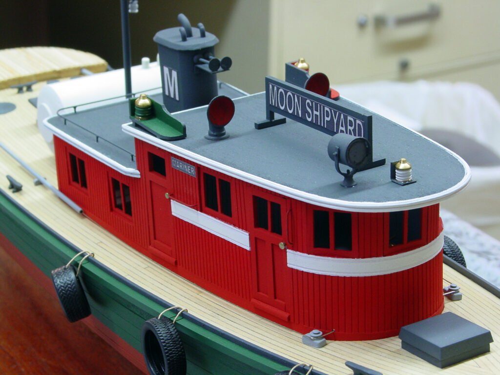 Model of tug 'Mariner' - deckhouse from starboard bow