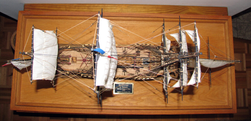 Model of French Sloop-of-War 'Tonnant' - View from directly above