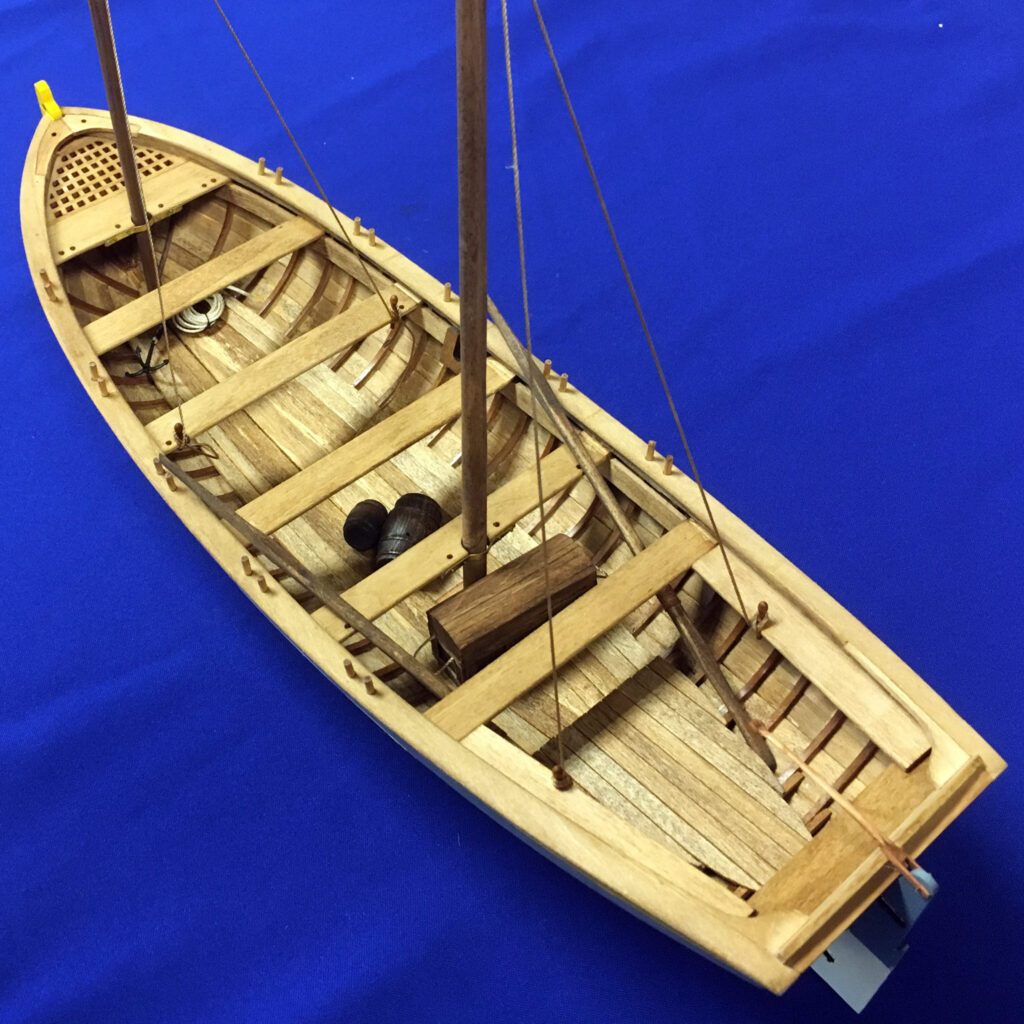 Model of HMS Bounty's Launch - High-angle view, port quarter