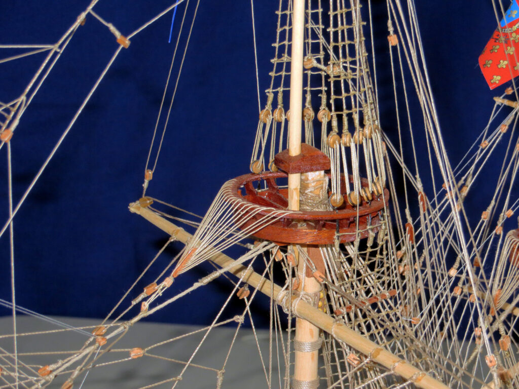 Model of French warship Couronne - main top