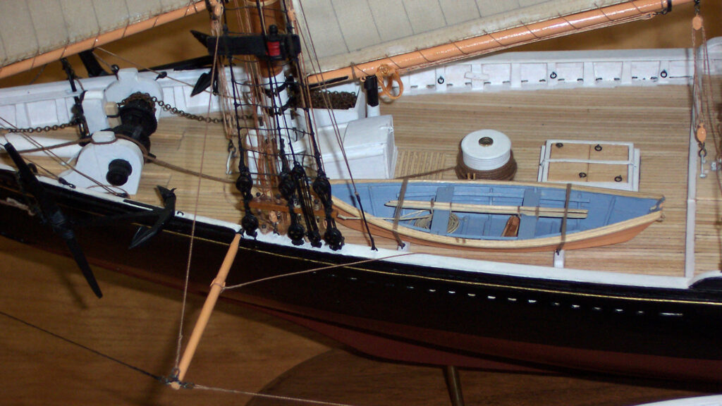 Model of frigate 'Virginia' - dory on deck