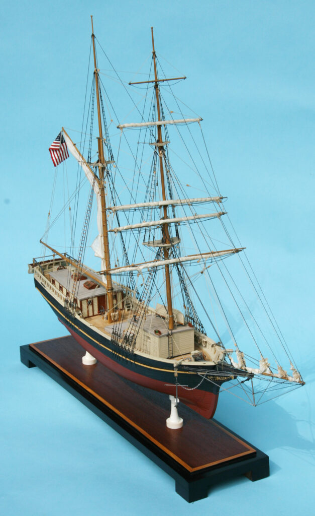 Model of sailing ship Latimer - overall view from starboard bow