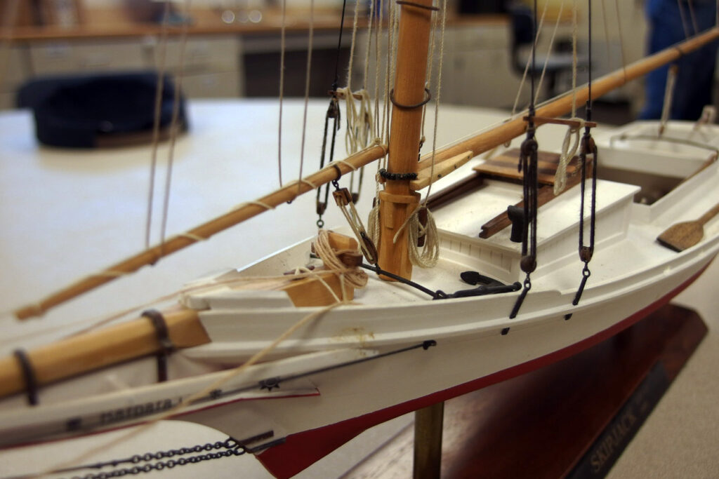 Model of a Chesapeake Bay Skipjack - Port bow and foredeck