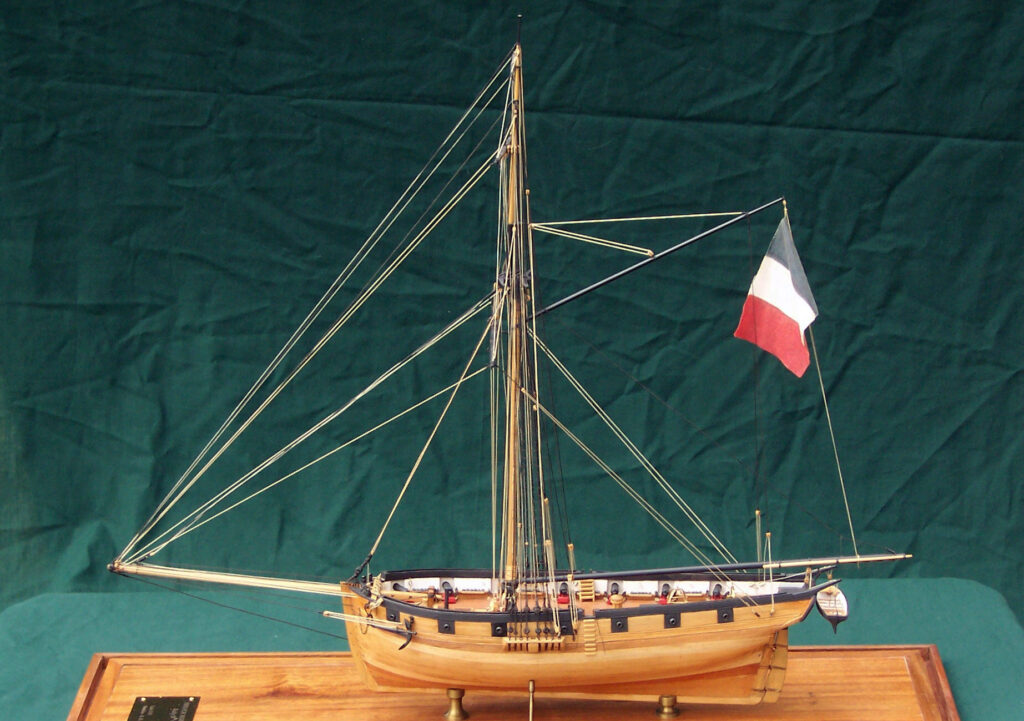 Model of the French cutter Espion - Port side (shown unfinished)