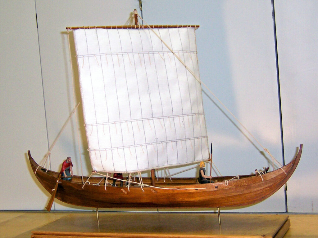 Model of a viking merchant vessel - starboard side