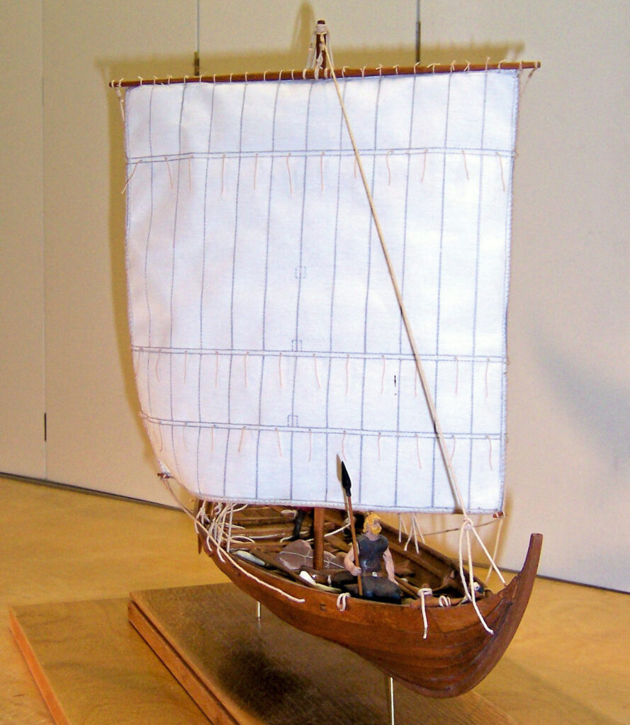 Model of a viking merchant vessel - starboard bow