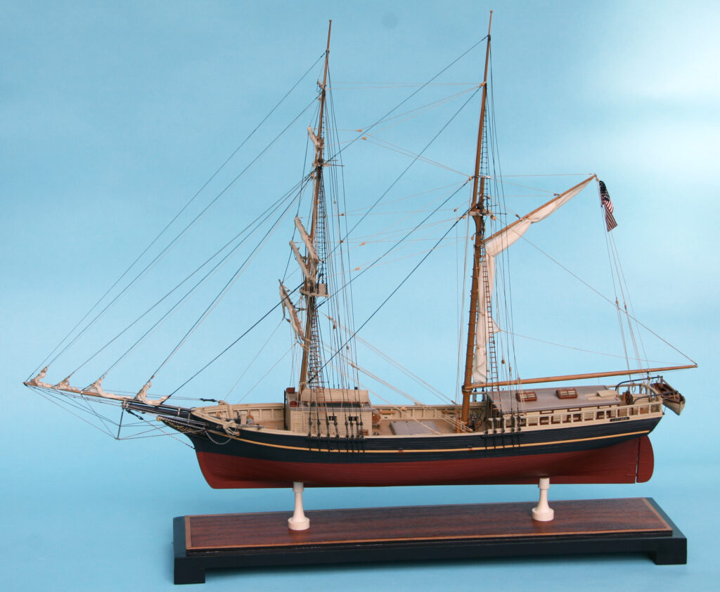 Model of sailing ship Latimer - view from port