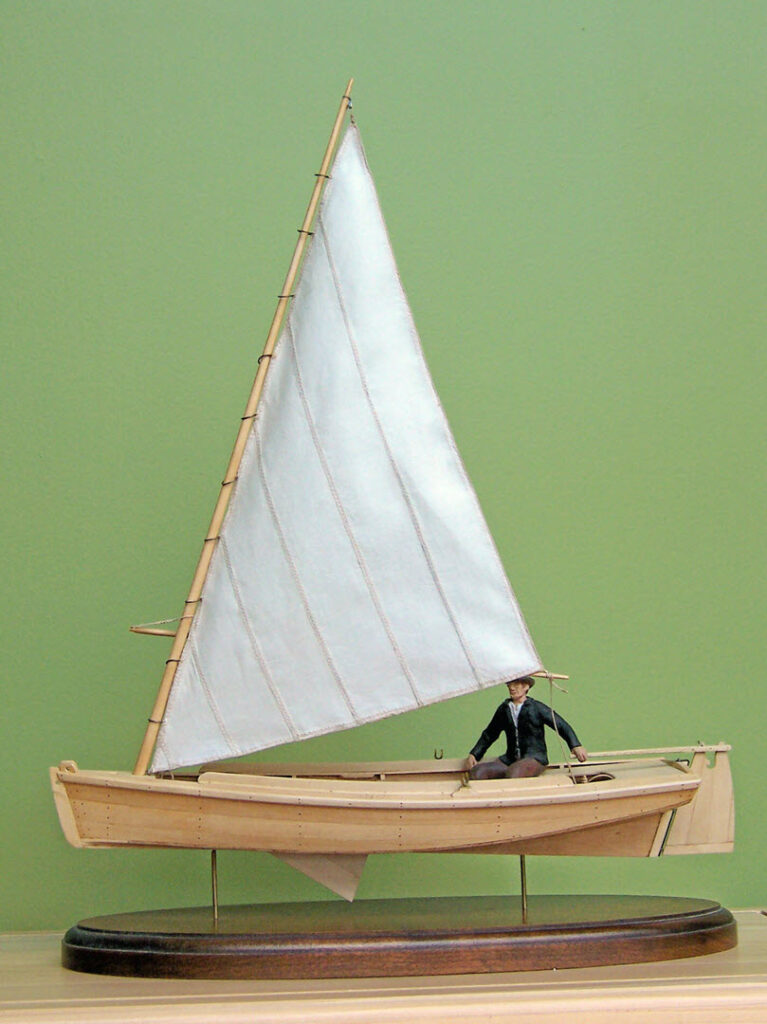 Model of a crabbing skiff - view from port