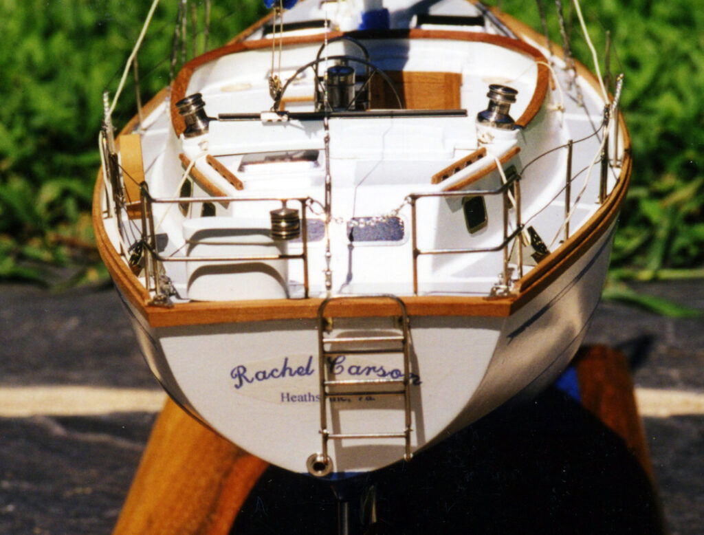 Model of sailboat 'Rachel Carson' - transom