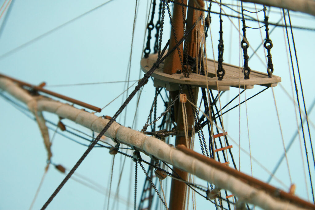 Model of sailing ship Latimer - crosstrees