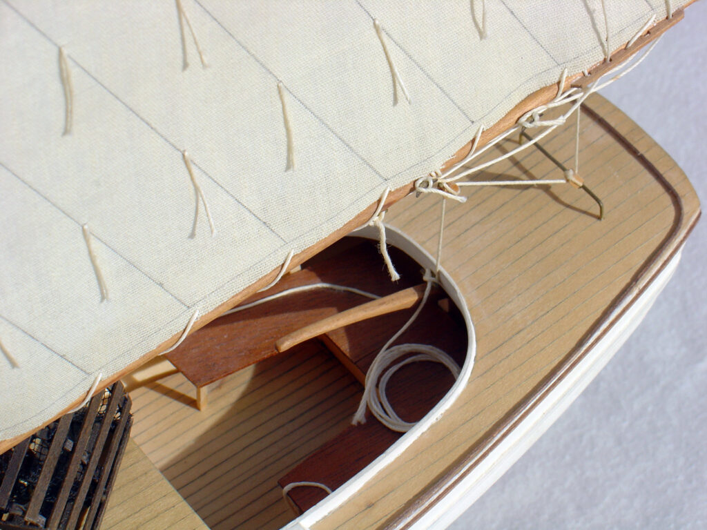 Model of a Muscongus Bay lobster smack - Cockpit and after deck from above