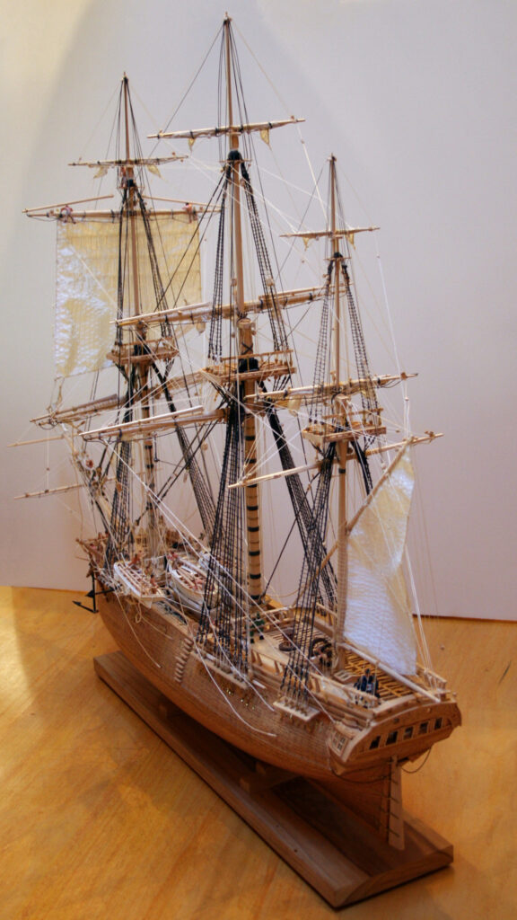 Model of Continental Frigate Raleigh - View from above, port quarter