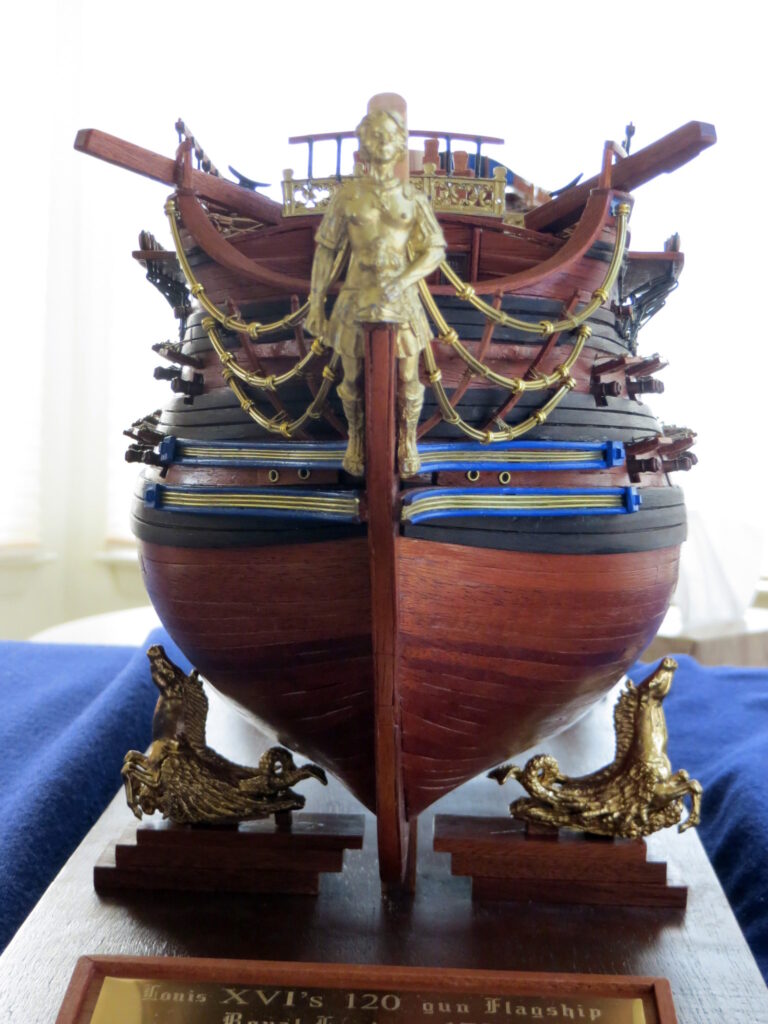 Model of French ship Royal Loius - bow