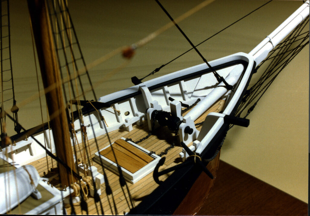 Model of brigantine 'Newsboy' - bow