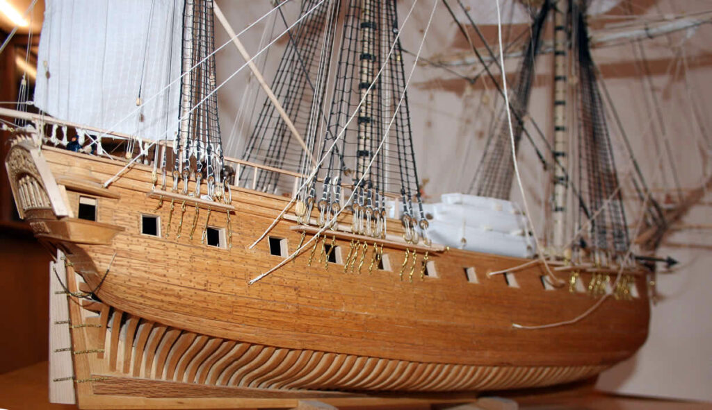 Model of Continental Frigate Raleigh - framing