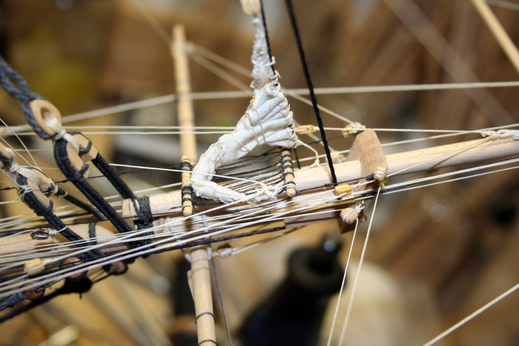 Model of Continental Frigate Raleigh - furled jib without figure