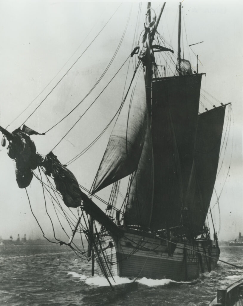 Great Lakes schooner Lucia A. Simpson - underway, tow assist