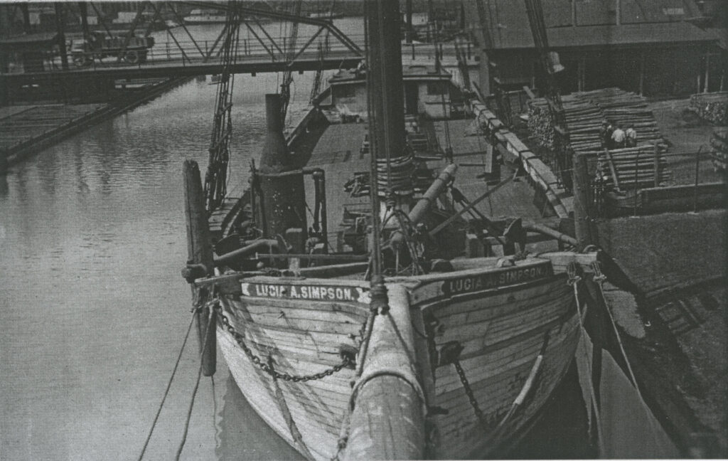 Great Lakes schooner Lucia A. Simpson - at quay, view from bowsprit