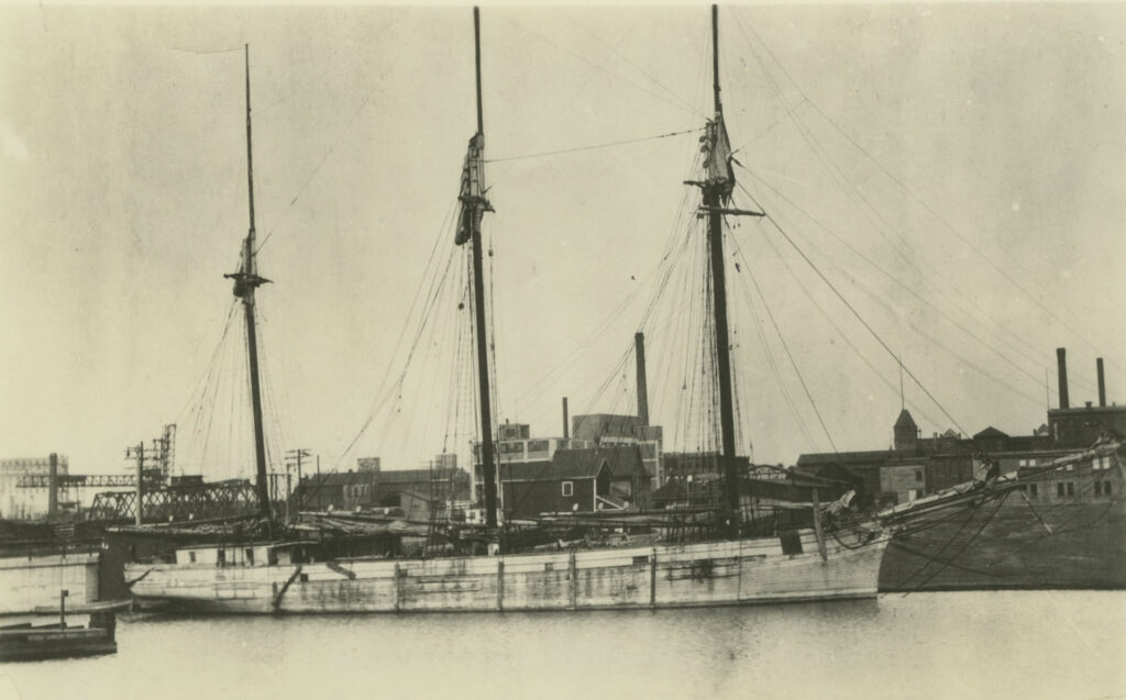 Great Lakes schooner Lucia A. Simpson - in port, view from starboard