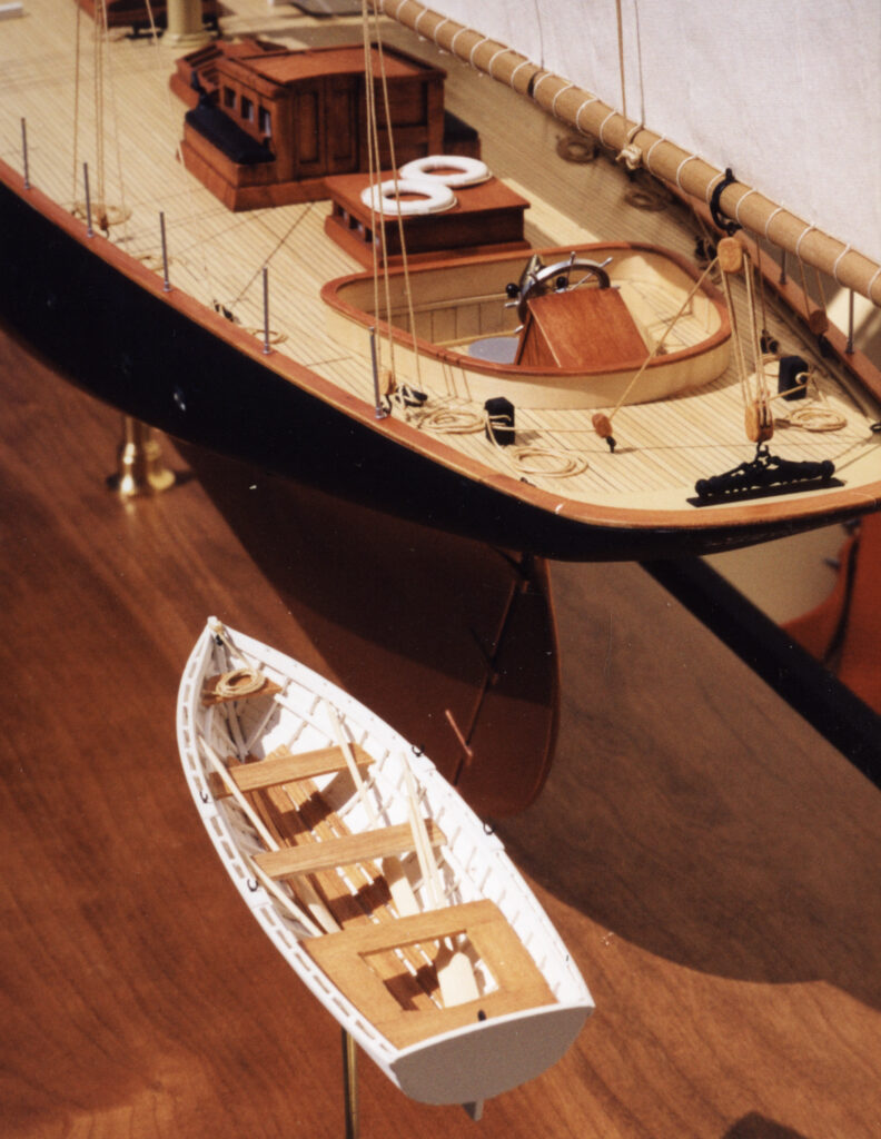Model of the pilot schooner Virginia - cockpit and ship's boat