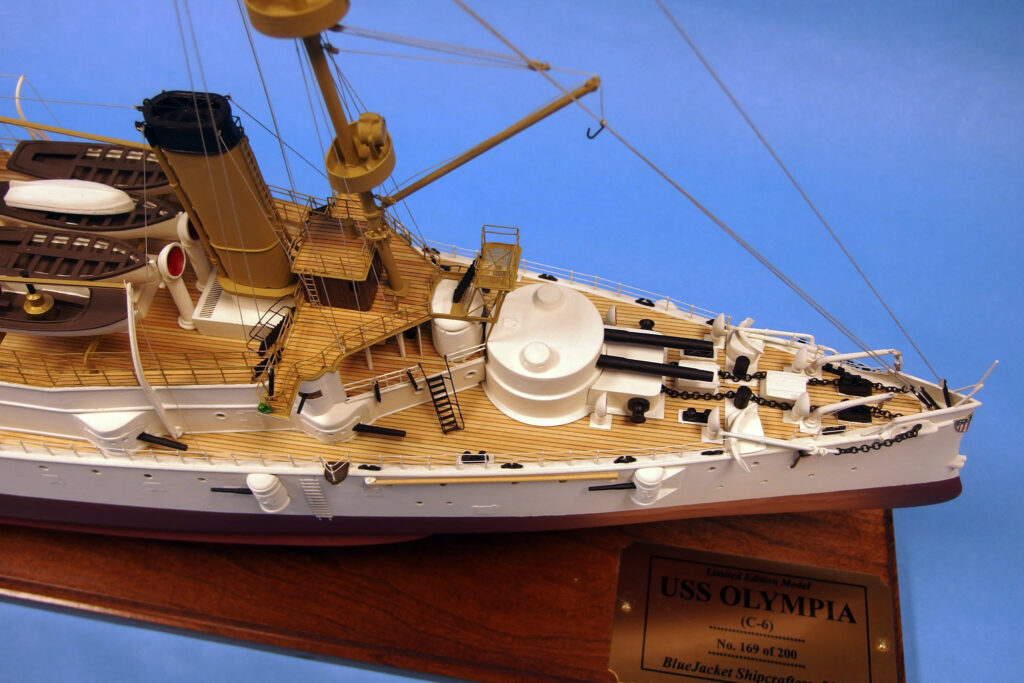 Model of USS Olympia (C-6) - Boat and fore decks, starboard side, high angle